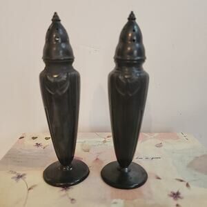 Vintage Poole Silverplate Art Deco Salt & Pepper Shakers Heavy 566F USA